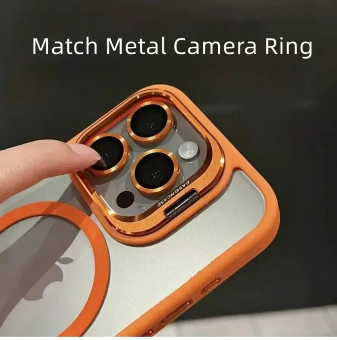 Luxury Magnetic Shockproof Phone Case For iPhone 15 16 14 13 12 11 Pro Max 16 Plus For Magsafe Stand Glass Lens Protector Cover